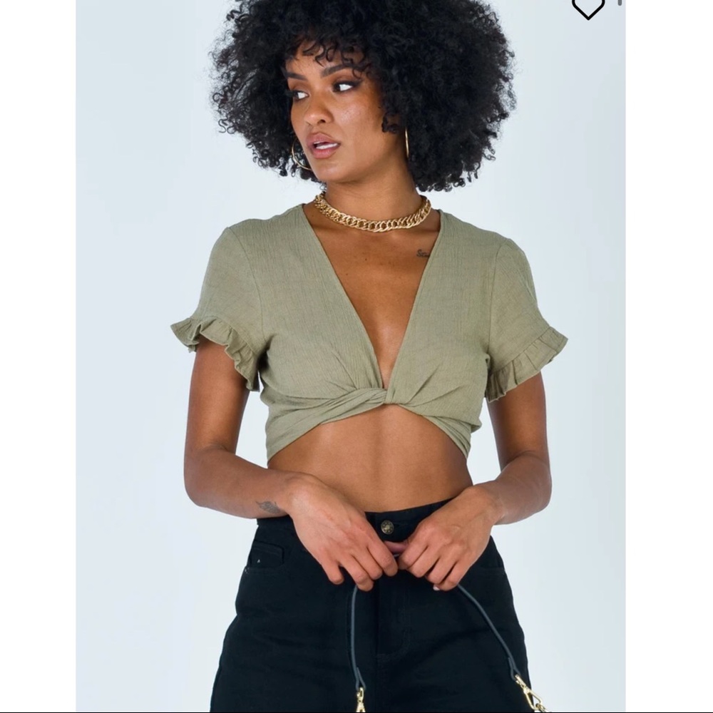 NWT Princess Polly Honey Honey Tie Up Top Khaki